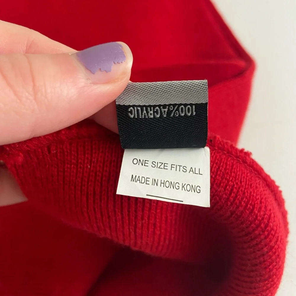 NWOT ML CAPS Rutgers solid red embroidered patch warm winter knit scarf one size